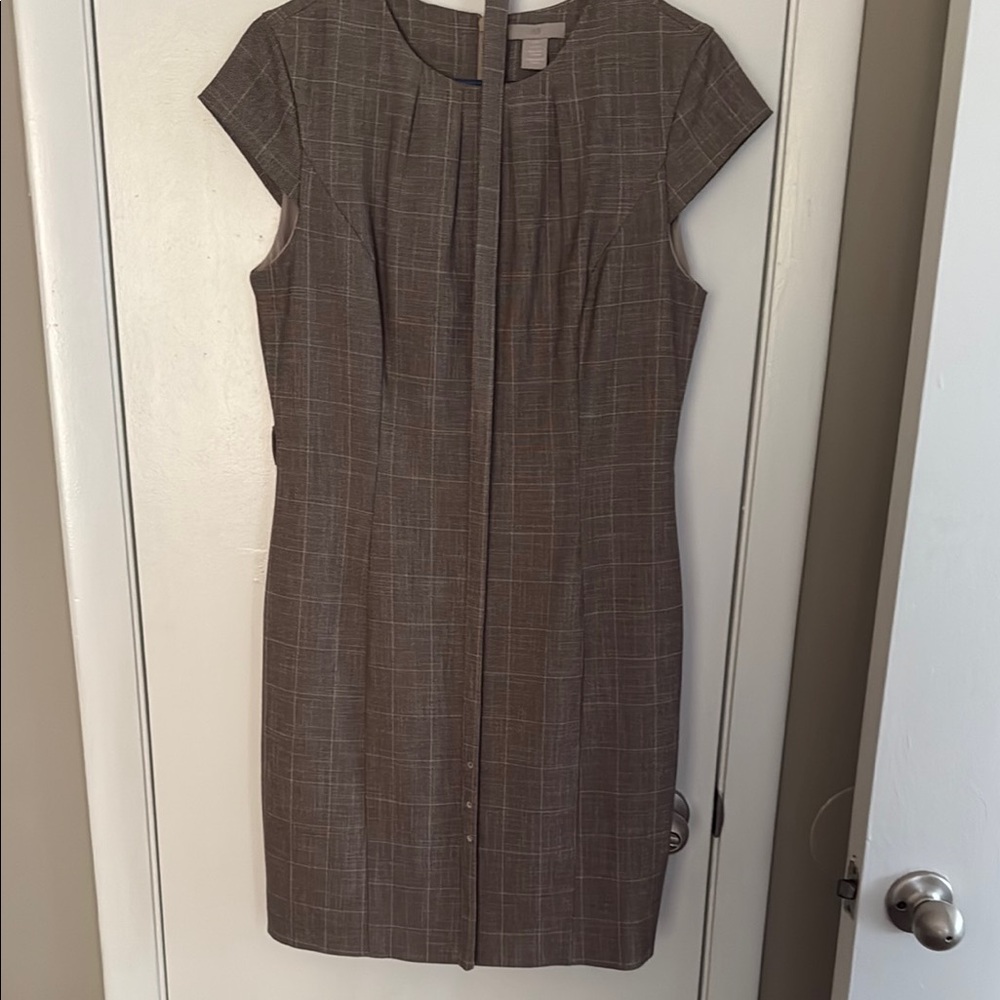 H&M Gray Pleated Sheath Work Dress